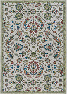 Couristan Dolce Floral Machine Made Flatweave Polypropylene Indoor / Outdoor Area Rug in Blue/Red/Beige