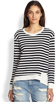 Thumbnail for your product : Wilt Asymmetrical-Hem Striped Cotton Sweatshirt