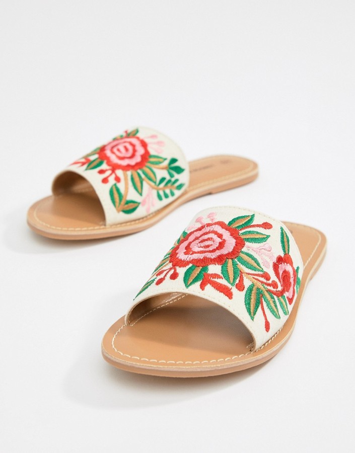 London Rebel Embroidered Slides ShopStyle Sandals