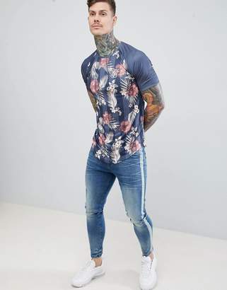 SikSilk short sleeve muscle fit t-shirt in floral print