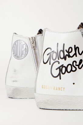Golden Goose Francy Glittered Distressed Leather And Suede High-top Sneakers - White