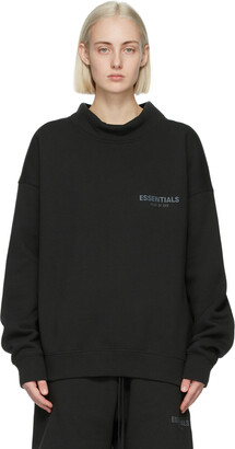 Essentials Black Mock Neck Pullover Sweatshirt - ShopStyle