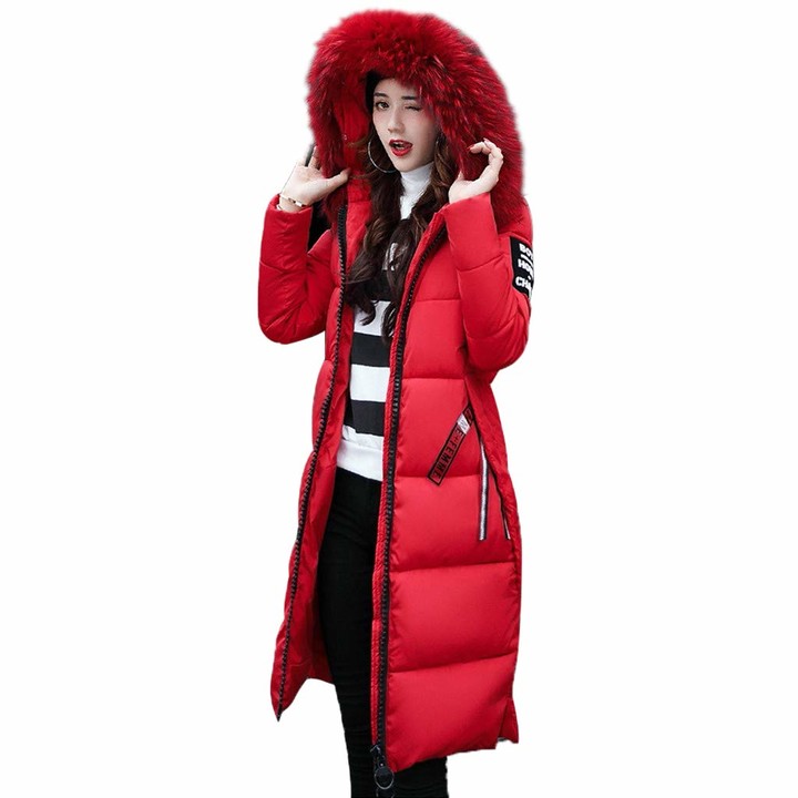 iClosam Womens Winter Long Puffer Coat Mid Length Fur Down Jacket with Hood 