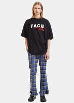 Thumbnail for your product : Facetasm Checked Raw-Edge Fringe Pants in Blue