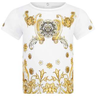 Versace Young VERSACEBaby Girls White & Gold Baroque Jersey Top