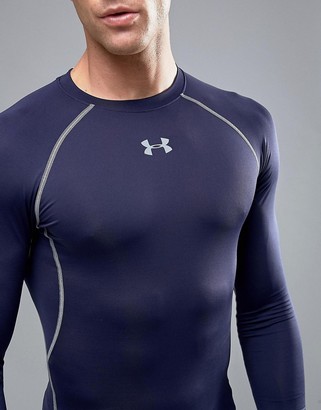 Under Armour Heatgear Technical Compression Long Sleeve T-Shirt In Navy