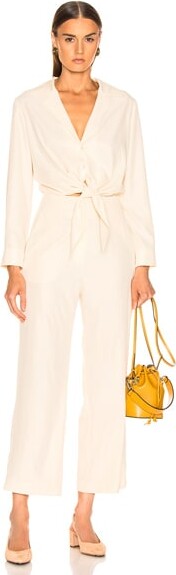 ASOS DESIGN bandeau linen look jumpsuit with detachable straps in oatmeal