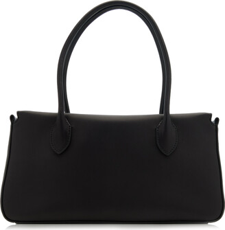 E/W Top Handle Bag Black in Leather – The Row