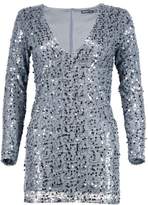 Thumbnail for your product : boohoo Petite Violet Deep Plunge Sequin Bodycon Dress