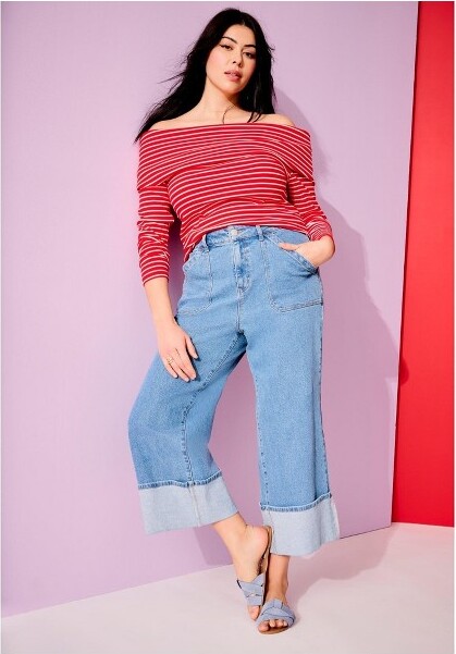 June & Vie June&VieLong-SleeveOff-The-ShoulderTop-30/32Stripe
