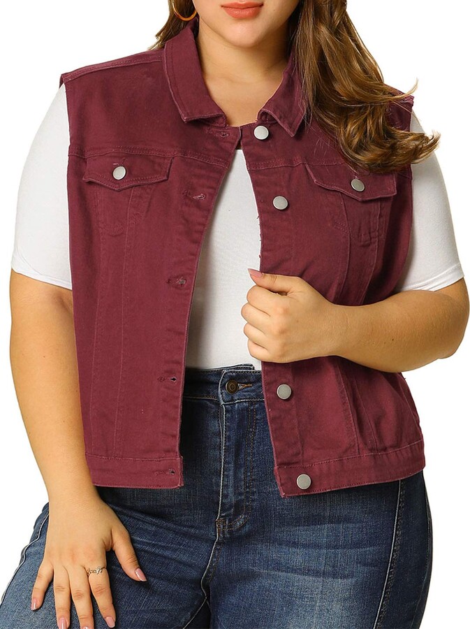 red jean jacket plus size