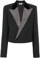 Thumbnail for your product : Saint Laurent crystal stud Iconic Le Smoking Spencer cropped jacket
