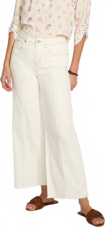 FDJ Olivia Pintuck Wide Leg Denim Pants In Ivory