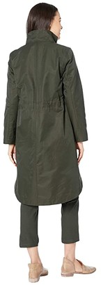 Eileen Fisher Petite Organic Cotton Nylon Stand Collar Coat (Woodland) Women's Clothing