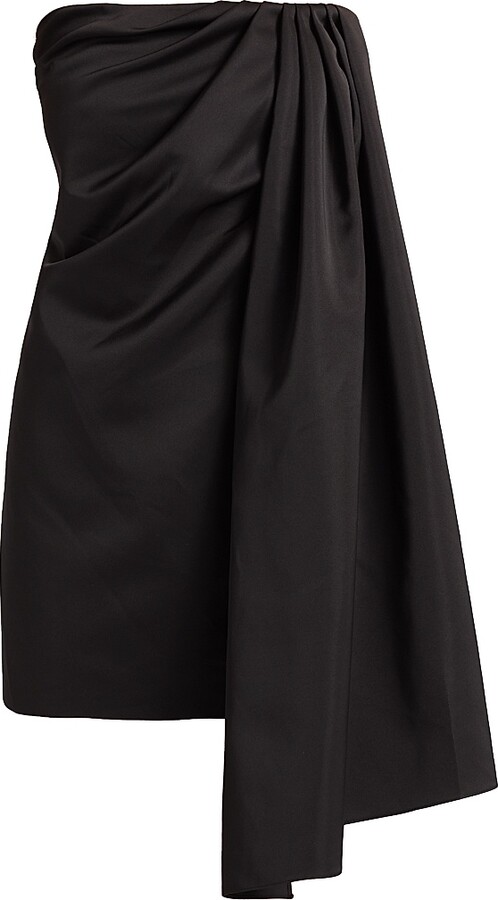 Women's Isla Heavy Satin Drape Minidress - Black - Size 2