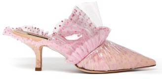 Midnight 00 Polka-dot Tulle & Pvc Kitten-heel Mules - Womens - Pink