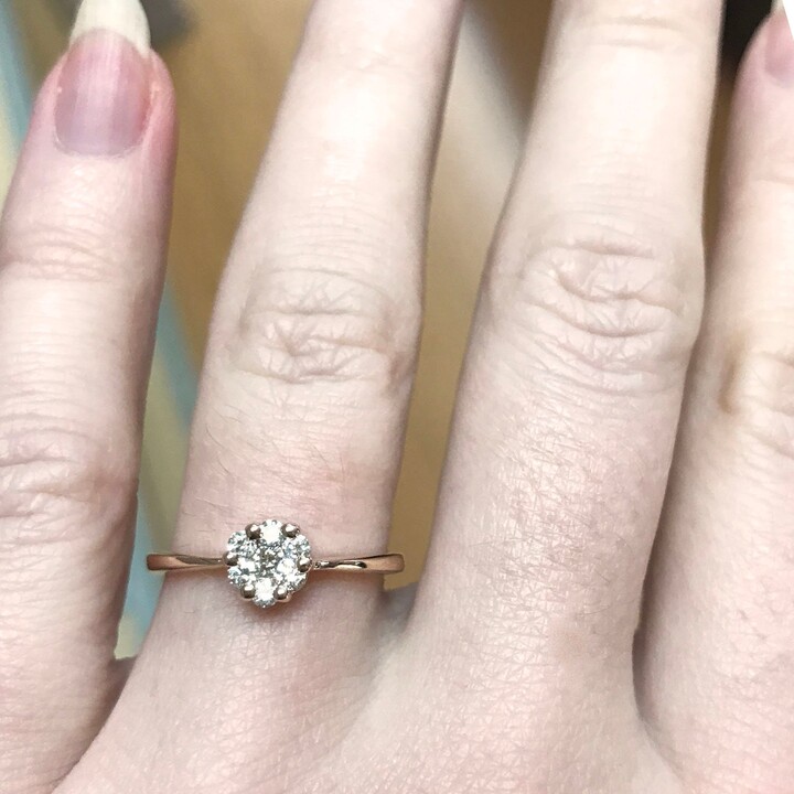 Etsy 0.25 Ctw Natural Diamond Cluster Ring/Tiny Engagement Solid 14K 18K Gold 7 Stone Flower Birthday Gift/ Dainty Promise