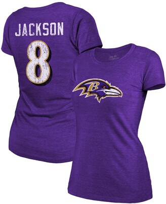 Majestic Women's Threads Lamar Jackson Purple Baltimore Ravens Tri-Blend Name and Number T-shirt