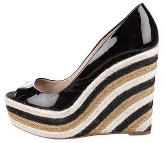 Brian Atwood Patent Leather Espadrille Wedges