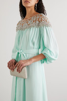 Thumbnail for your product : Marchesa Embellished Tulle And Silk Crepe De Chine Gown - Mint