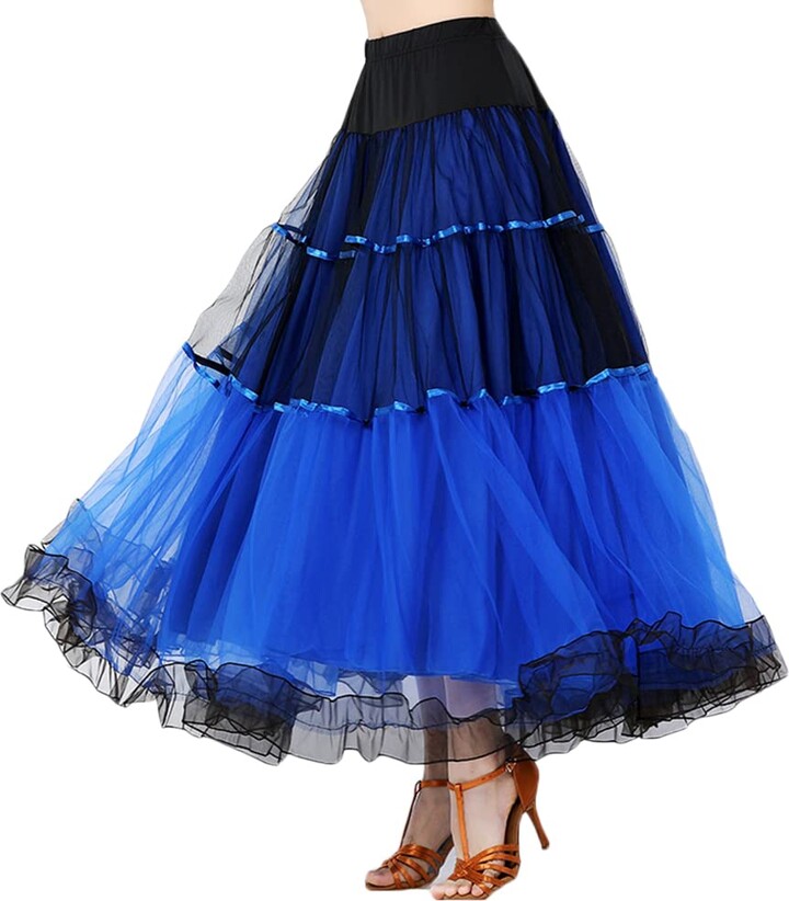 YOUCAI Belly Dance Satin Long Swing Skirt Dancing Dress Stage Costume