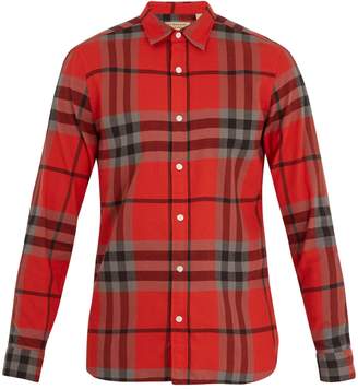 Burberry Point-collar checked cotton-flannel shirt