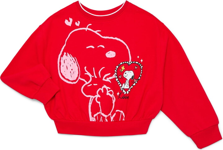 Snoopy Girls Valentine's Day Graphic Fleece Crew Pullover, Sizes 4-16