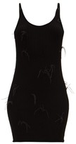 Thumbnail for your product : Marques Almeida Feather-embellished Rib-knitted Mini Dress - Black