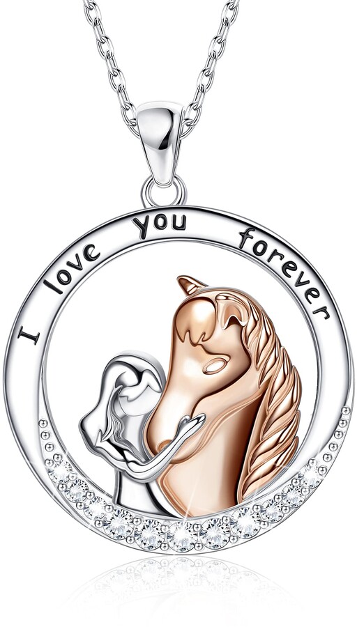 CS-DB Pendants Necklaces Silver Heart Horse Head Gold Color Luxury Jewelry Girls