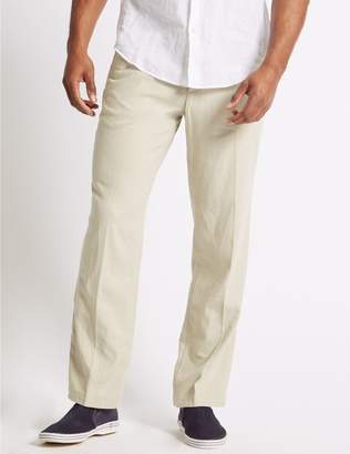 Marks and Spencer Regular Fit Linen Rich Trousers