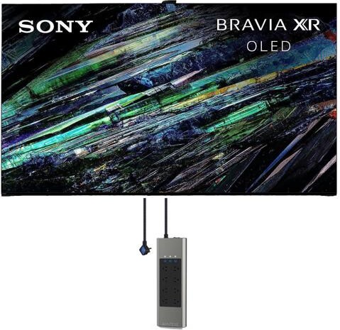 Sony XR77A95L 77 Inch QD-OLED 4K UHD Smart Google TV with AI Upscaling with an Austere V Series 8-Outlet Power w/Omniport USB (2023)