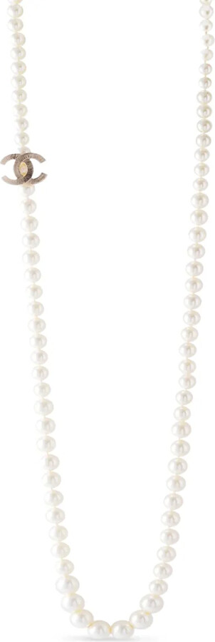 Chanel Pre Owned Logo Faux-Pearl Necklace