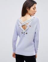 Thumbnail for your product : ASOS Jumper With Floral Lace Back Detail