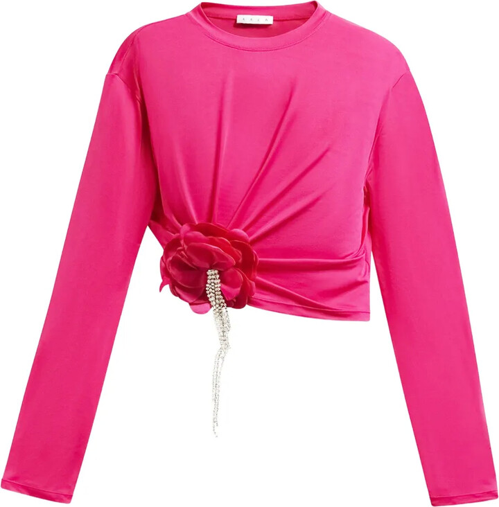 Area Crystal-Flower Draped Top
