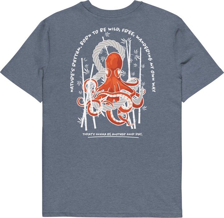 Anchor & Crew Dark Heather Blue Octopus Another Good Day Organic Cotton T-Shirt - Men