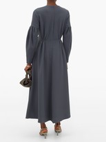 Thumbnail for your product : Emilia Wickstead Cerise Balloon-sleeve Pebbled-crepe Dress - Dark Grey
