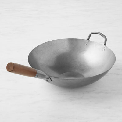 Kitchension Traditional Carbon Steel Flat-Bottom Wok 14\