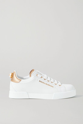 Dolce & Gabbana Logo-embellished Leather Sneakers - White