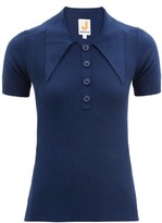 Thumbnail for your product : JoosTricot Oversized Point-collar Cotton-blend Polo Shirt - Navy