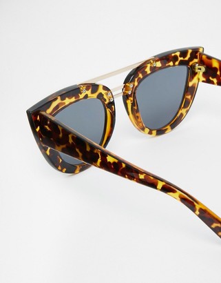 ASOS Flat Top Cat Eye Sunglasses With Brow Bar & Nose Bridge