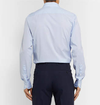 Brioni Light-Blue Slim-Fit Checked Cotton Shirt
