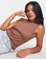 Thumbnail for your product : Threadbare ribbed high neck crop top in chocolate brown