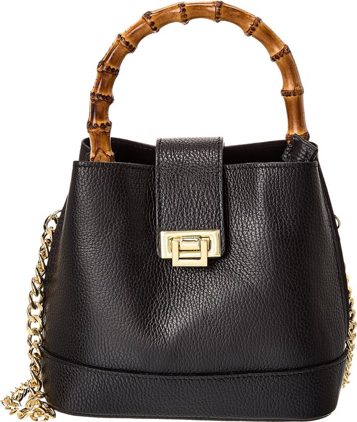 Italian Leather Top Handle Bucket Bag ShopStyle