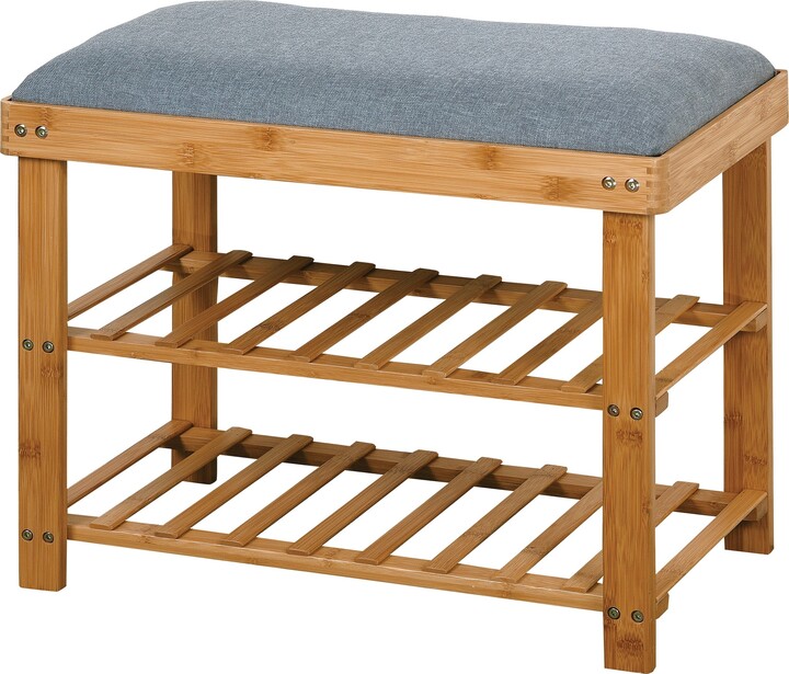 RASOO Entryway 3Tier Bamboo Shoe Rack & Living Room Storage Bench with