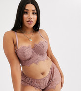 Thumbnail for your product : Figleaves Curve Adore longline lace multiway bra in mocha