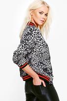 Thumbnail for your product : boohoo Lara Leopard Print Woven Sports Bomber Jacket