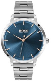 HUGO BOSS Stainless-steel watch with blue dial and link bracelet