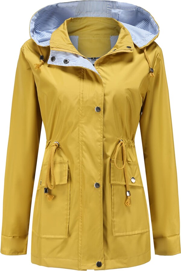 MODFUL Women Long Sleeve Rainproof Jacket Waterproof Windbreaker Hooded Lightweight Windproof Outdoor Coat