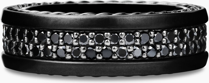 David Yurman Streamline? Two Row Band Ring in Black Titanium with Black Diamonds | Men's | Size 8