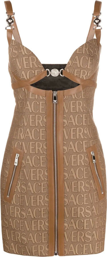 Versace Allover cut-out jacquard minidress